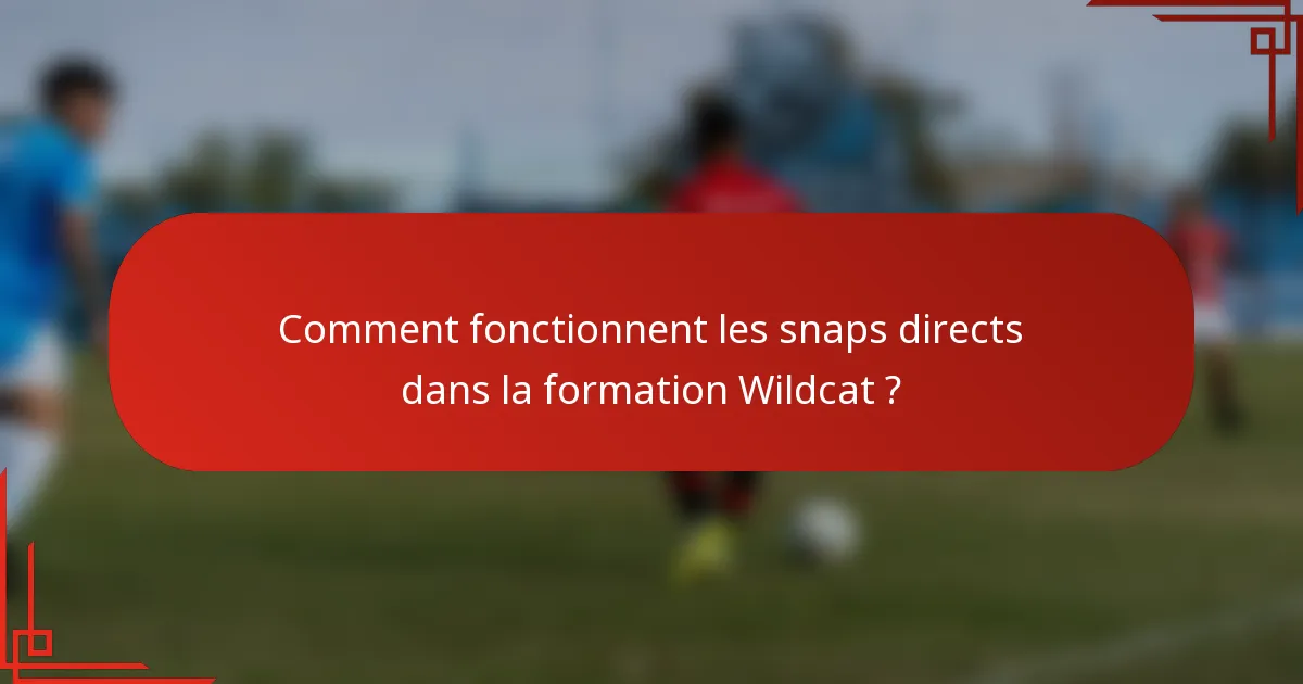 Comment fonctionnent les snaps directs dans la formation Wildcat ?