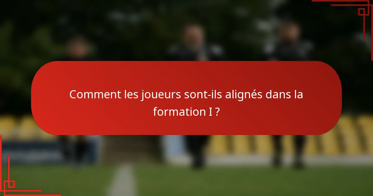 Comment les joueurs sont-ils alignés dans la formation I ?