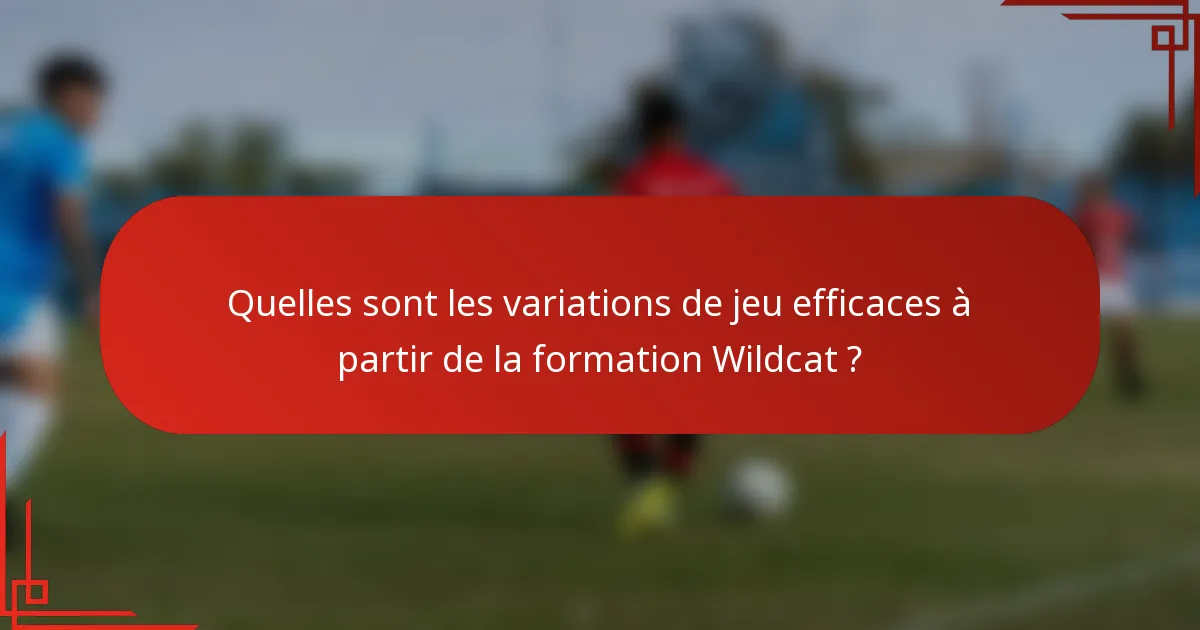 Quelles sont les variations de jeu efficaces à partir de la formation Wildcat ?