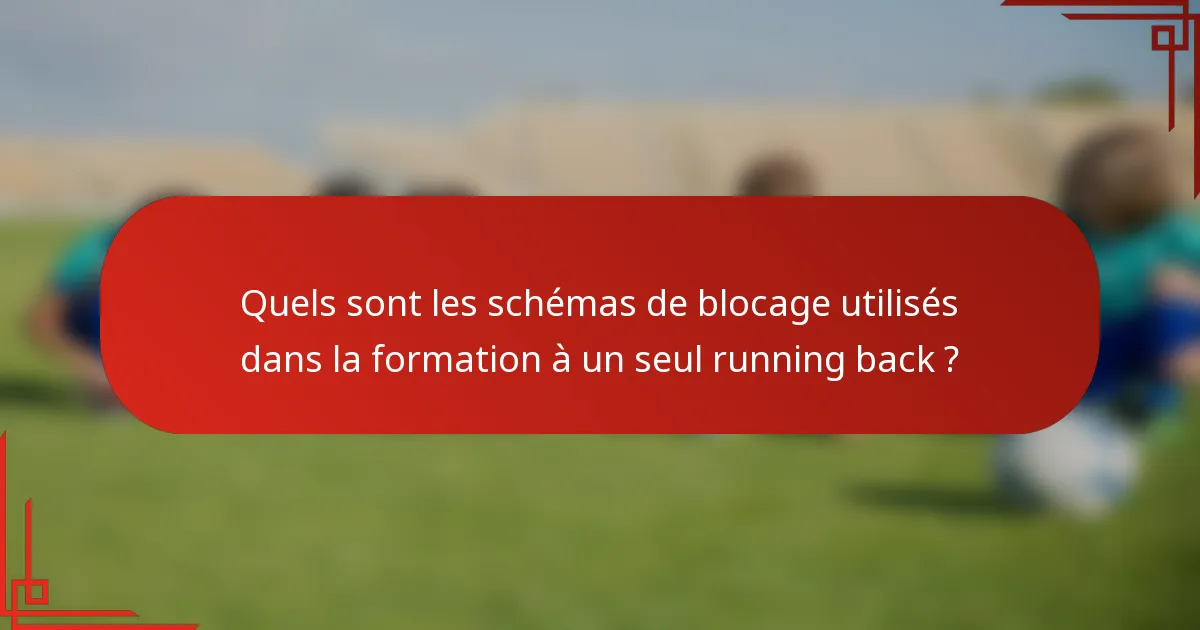 Quels sont les schémas de blocage utilisés dans la formation à un seul running back ?